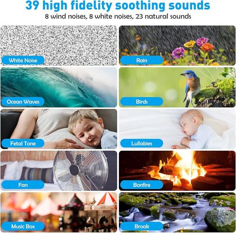 جهاز Burutta Sound Machine ذو الضوضاء البيضاء مع 39 صوتًا مهدئًا و30 مستوى من الصوت، والتي يمكن أن تحسن النوم. آلة الضوضاء المحمولة للأطفال والكبار (فضي) in Kuwait