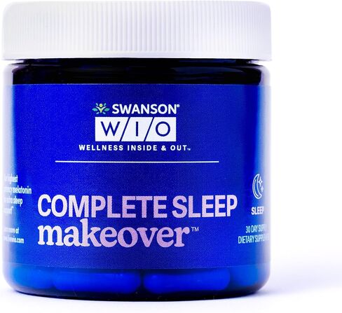 Swanson WIO™ Complete Sleep Makeover™ for Better Sleep, Relax, Relaxation, Extra Strength Circadian Sleep Cycle Support, Melatonin 10 mg, Mental Wellness - 4 oz Bottle, 30 Capsules (30-Day Supply) in Saudi Arabia
