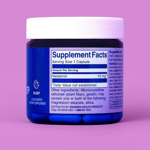 Swanson WIO™ Complete Sleep Makeover™ for Better Sleep, Relax, Relaxation, Extra Strength Circadian Sleep Cycle Support, Melatonin 10 mg, Mental Wellness - 4 oz Bottle, 30 Capsules (30-Day Supply) in Saudi Arabia