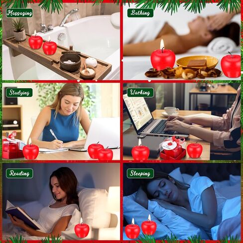 MTLEE 24 Pcs Christmas Gift for Teachers Apple Shape Candle Teacher Appreciation Gift Candles Thank You for Helping The Students Shine So Bright Card End of Year Xmas Candle Gift for Teachers in Saudi Arabia