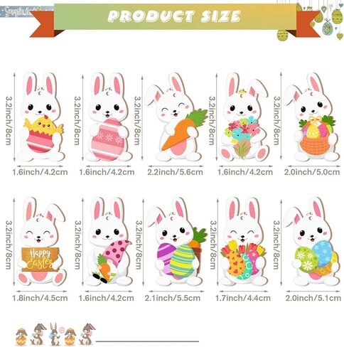 Qunclay 40 Pcs Easter Bunny Tree Ornaments Easter Wooden Slices Decor Rabbit Egg Hanging Sign with Rope for Party Home Farmhouse Indoor Outdoor(Cute Style) in Saudi Arabia