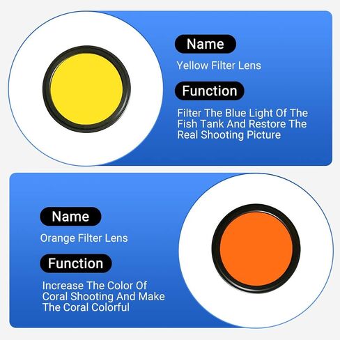 EECOO عدسة مجموعة فلاتر أصفر برتقالي ماكرو عرض عدسة مياه البحر خزان الأسماك المرجان اسطوانة عدسة التصوير مع مرشح ماكرو in Kuwait