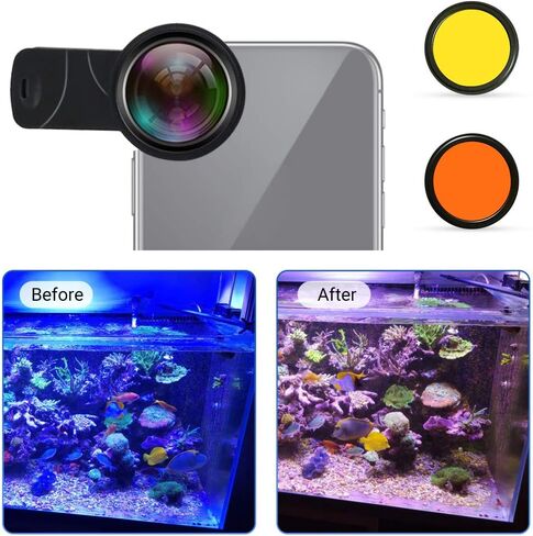 EECOO عدسة مجموعة فلاتر أصفر برتقالي ماكرو عرض عدسة مياه البحر خزان الأسماك المرجان اسطوانة عدسة التصوير مع مرشح ماكرو in Kuwait