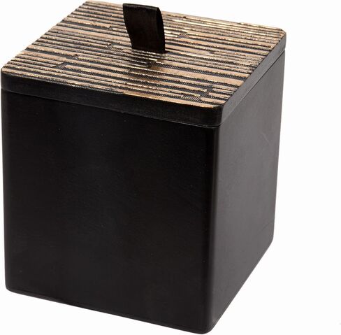 Truu Design CTG, Collection, Celeste Wood, 4 x 4.25 x 4 inches, Black Storage Box in Kuwait