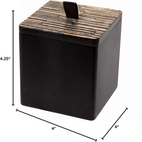 Truu Design CTG, Collection, Celeste Wood, 4 x 4.25 x 4 inches, Black Storage Box in Kuwait