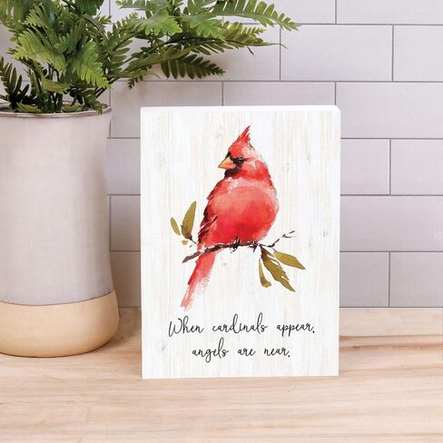 P. Graham Dunn Cardinals Appear Classic White 7.2 x 5.5 Pine Wood Bereavement Block Sign in Saudi Arabia