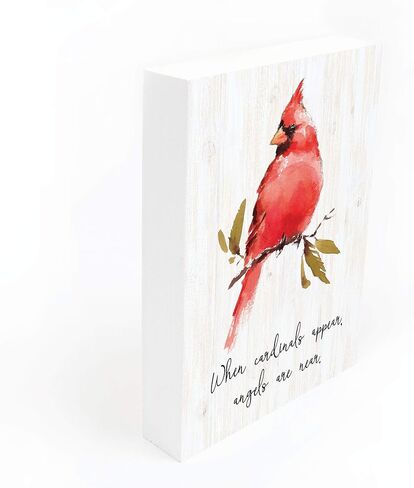 P. Graham Dunn Cardinals Appear Classic White 7.2 x 5.5 Pine Wood Bereavement Block Sign in Saudi Arabia
