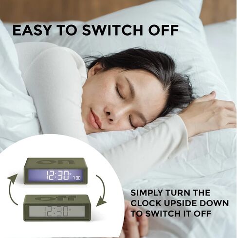 Lexon Flip+ Travel Digital Alarm Clock, Reversible On/Off Faces Small Travel Clock with LCD Display & Touch Sensor Light, Battery Operated, Rubber - Yellow in Kuwait