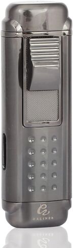 G GALINER ولاعة السيجار 4 شعلة نفاثة لهب أحمر غاز البوتان السائل قابل للتعديل ولاعة السيجار مع قاطع لكمة السيجار in Kuwait