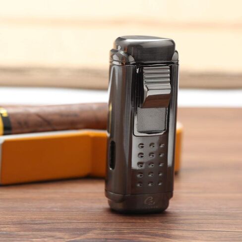 G GALINER ولاعة السيجار 4 شعلة نفاثة لهب أحمر غاز البوتان السائل قابل للتعديل ولاعة السيجار مع قاطع لكمة السيجار in Kuwait