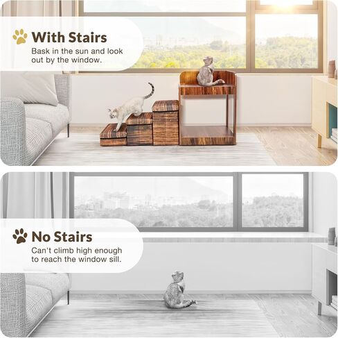 Homiesetify سرير بطابقين للحيوانات الأليفة مع سلالم قابلة للإزالة، سرير متعدد المستويات ونظام خطوة للكلاب والقطط، أريكة سرير مرتفعة للحيوانات الأليفة مع مساحة تخزين بجانب السرير، المنزل، للاستخدام الداخلي in Kuwait