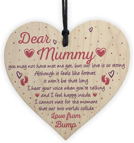 XLD متجر المومياء لتكون هدايا من Bump Baby Shower Baby Girl Boy هدية تذكارية على شكل قلب خشبي in Kuwait