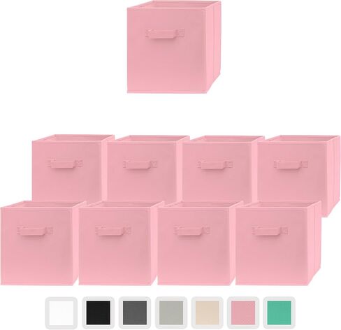Pomatree Fabric Storage Cubes - 8 Pack - Cube Storage Organizer Bins | Handles on Both Sides | Foldable Cube Storage Bin for Home, Kids Room, Nursery and Playroom | Closet and Toys (Black - 8 pack) in Saudi Arabia