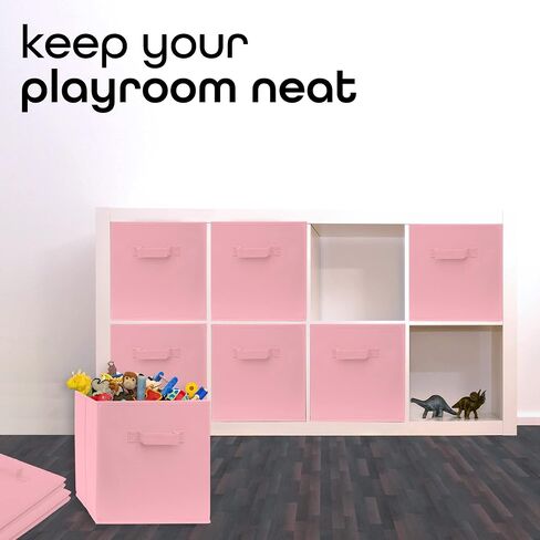 Pomatree Fabric Storage Cubes - 8 Pack - Cube Storage Organizer Bins | Handles on Both Sides | Foldable Cube Storage Bin for Home, Kids Room, Nursery and Playroom | Closet and Toys (Black - 8 pack) in Saudi Arabia