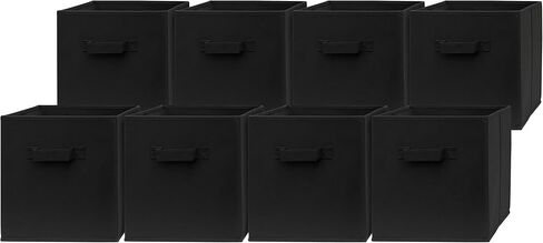 Pomatree Fabric Storage Cubes - 8 Pack - Cube Storage Organizer Bins | Handles on Both Sides | Foldable Cube Storage Bin for Home, Kids Room, Nursery and Playroom | Closet and Toys (Black - 8 pack) in Saudi Arabia