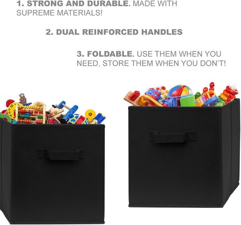 Pomatree Fabric Storage Cubes - 8 Pack - Cube Storage Organizer Bins | Handles on Both Sides | Foldable Cube Storage Bin for Home, Kids Room, Nursery and Playroom | Closet and Toys (Black - 8 pack) in Saudi Arabia