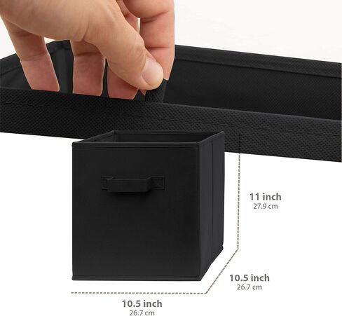 Pomatree Fabric Storage Cubes - 8 Pack - Cube Storage Organizer Bins | Handles on Both Sides | Foldable Cube Storage Bin for Home, Kids Room, Nursery and Playroom | Closet and Toys (Black - 8 pack) in Saudi Arabia