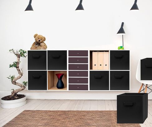 Pomatree Fabric Storage Cubes - 8 Pack - Cube Storage Organizer Bins | Handles on Both Sides | Foldable Cube Storage Bin for Home, Kids Room, Nursery and Playroom | Closet and Toys (Black - 8 pack) in Saudi Arabia