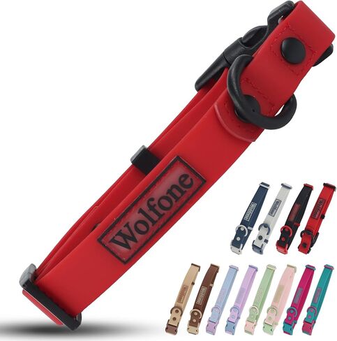 Waterproof Adjustable Dog Collar for Small Medium Large Dogs Comfort Sturdy Odor Proof Easy Clean with Quick Release Buckle（Pink Peacock Large） in Saudi Arabia