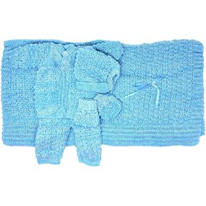 I&S Newborn Infant Baby 5 Pieces Knit Crochet Set Warm Winter Fashionable Layette Set Comfort Girls Boys Unisex in Kuwait
