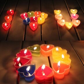Heart-Shaped Tealight Candles,12PCS Multicolor Love Romantic Unscented Candle with 100PCS Silk Rose Petals,Mini Candle Discs for Weddings,Anniversaries, Birthdays,Home Decoration,Spa,Relaxation