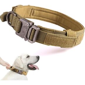DoggieKit Tactical Dog Collar Adjustable Nylon Military Dog Collars with Heavy Duty Metal Buckle and Control Handle for Dogs Walking Training (Large, Pink) in Kuwait