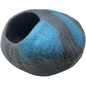 iPrimio 100% Natural Wool Eco-Friendly Cat & Kitten Cave Bed - Cozy House Indoor Bed for Cats & Kittens - Pet Felt Cat Cave, Cushion, Cove, Nest, Hideout, Hideaway, Tent, Tunnel Beds (Light Gray)