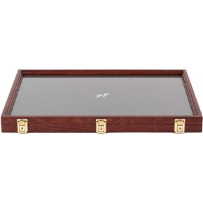 Two Timbers Extra Large Display Case with Cherry Finish Handmade Wood Box with Glass Top, Arrowheads, Knives, Rocks, Pins, Collectibles, Collections, Medals, Military Coins 4h, Memory Box Keepsakes in Saudi Arabia