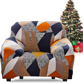 FIGOOO غطاء أريكة قابل للتمدد قطعة واحدة 4 مقاعد غطاء أريكة مطبوع دنة أغطية أريكة كبيرة الحجم مع 2 كيس وسادة أغطية أريكة عالمية حامي الأثاث للكلاب (4 مقاعد، بيج حليبي) in Kuwait