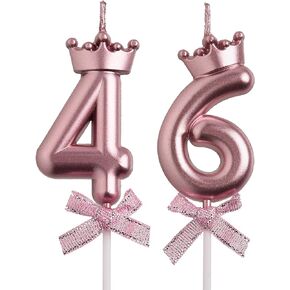 46th 64th Birthday Candles, White 64 46 Year Old Cake Topper Cute Number Birthday Candles, Birthday Party Decorations Gifts for Men Women