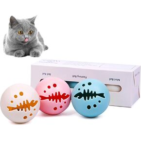CKFPS Interactive Cat Toys Set 3 Fun Balls for Cats - Catnip, Bell, and Glowing Balls, Safe and Durable, Promotes Exercise and Entertainment, Perfect for Playtime in Kuwait
