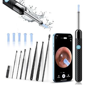Ear Wax Removal, Ear Cleaner with Camera and Light, Ear Wax Removal Kit with 6 Ear Spoons, Ear Wax Removal Tool Camera with 1080P,Ear Camera for iOS & Android (Black) in Kuwait