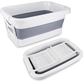 دي لوك حوض استحمام للكلاب قابل للطي، حوض استحمام محمول للحيوانات الاليفة، حوض استحمام قوي قابل للطي للكلاب الصغيرة والقطط مع دعم قوي، رمادي in Kuwait