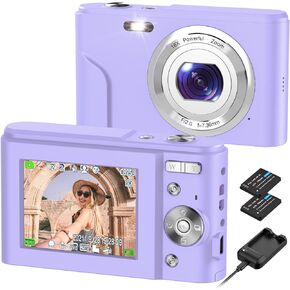 Digital Camera, RUAHETIL FHD 1080P 36MP 2.4 Inch LCD Vlogging Camera for Kids, 16X Zoom 2 Charging Modes Kids Compact Camera Point and Shoot Camera for Kids Teens Students Beginners in Saudi Arabia