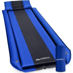 Camping Pad w/Pillow & Armrest - Self-Inflating, Rollover Protection, Ultra-Comfortable, Lightweight for Tent, Cot, Backpacking(XL)