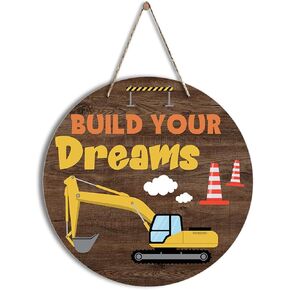 لافتة خشبية مستديرة بتصميم شاحنة بناء ملهمة «Build Your Dreams» لافتة خشبية معلقة بتصميم ريفي للمنزل وغرفة النوم والمكتب وديكور الحائط in Kuwait
