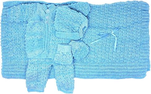 I&S Newborn Infant Baby 5 Pieces Knit Crochet Set Warm Winter Fashionable Layette Set Comfort Girls Boys Unisex in Kuwait