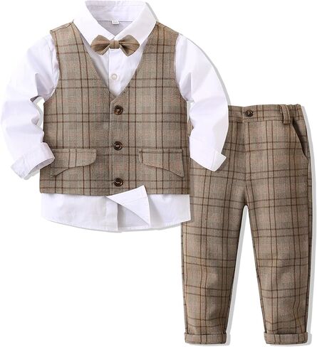 Baby Boys' 4-Piece Set with Dress Shirt, Vest, Pants, and Tie in Saudi Arabia
