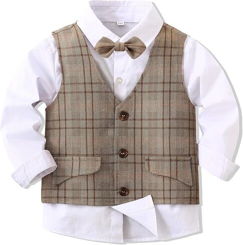 Baby Boys' 4-Piece Set with Dress Shirt, Vest, Pants, and Tie in Saudi Arabia
