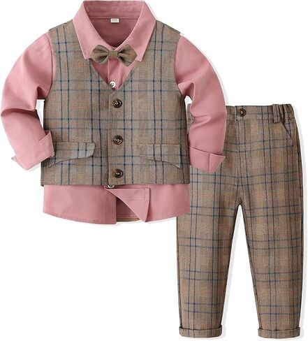 Baby Boys' 4-Piece Set with Dress Shirt, Vest, Pants, and Tie in Saudi Arabia