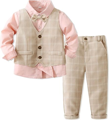 Baby Boys' 4-Piece Set with Dress Shirt, Vest, Pants, and Tie in Saudi Arabia