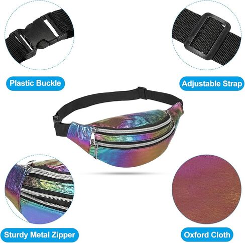 حزمة فاني للنساء من باتيكل 80s، حقيبة خصر قابلة للتعديل 90s Fanny Pack للحفلات والجري، متعددة الألوان in Kuwait