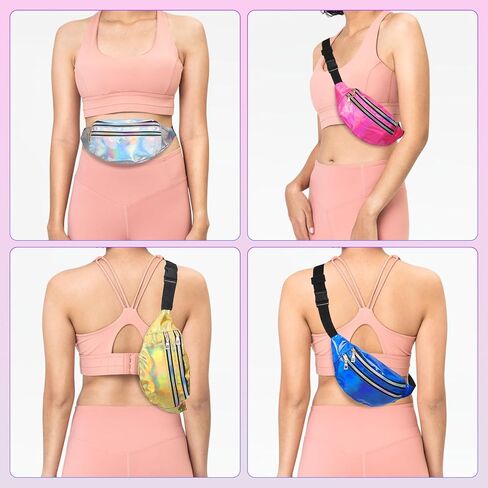 حزمة فاني للنساء من باتيكل 80s، حقيبة خصر قابلة للتعديل 90s Fanny Pack للحفلات والجري، متعددة الألوان in Kuwait