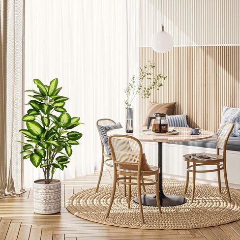 VIAGDO Golden Dieffenbachia in Pot 4ft Tall Artificial Silk Plants Decorative Faux Plants Indoor Fake Tropical Plants with Planter Large Floor Plants for Home Office Porch Housewarming Gift in Kuwait