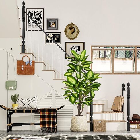 VIAGDO Golden Dieffenbachia in Pot 4ft Tall Artificial Silk Plants Decorative Faux Plants Indoor Fake Tropical Plants with Planter Large Floor Plants for Home Office Porch Housewarming Gift in Kuwait