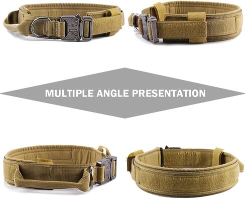 DoggieKit Tactical Dog Collar Adjustable Nylon Military Dog Collars with Heavy Duty Metal Buckle and Control Handle for Dogs Walking Training (Large, Pink) in Kuwait