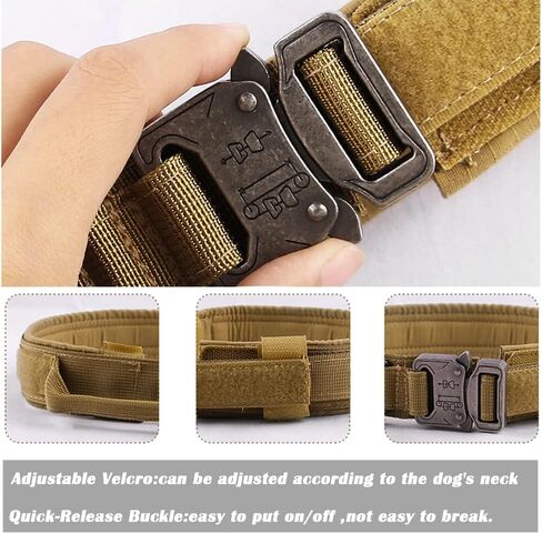 DoggieKit Tactical Dog Collar Adjustable Nylon Military Dog Collars with Heavy Duty Metal Buckle and Control Handle for Dogs Walking Training (Large, Pink) in Kuwait