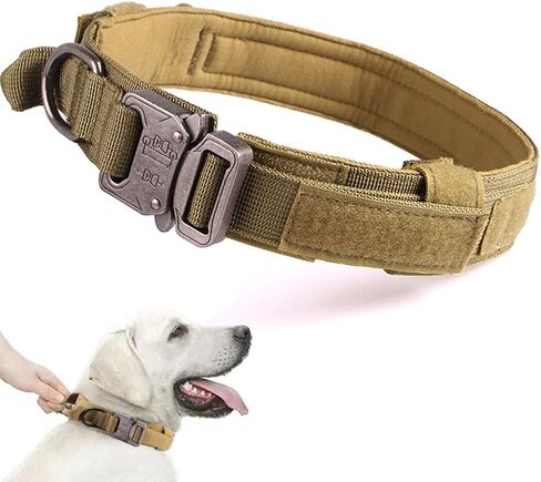 DoggieKit Tactical Dog Collar Adjustable Nylon Military Dog Collars with Heavy Duty Metal Buckle and Control Handle for Dogs Walking Training (Large, Pink) in Kuwait
