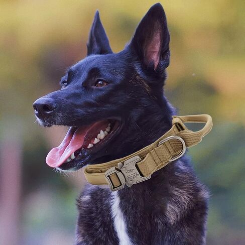 DoggieKit Tactical Dog Collar Adjustable Nylon Military Dog Collars with Heavy Duty Metal Buckle and Control Handle for Dogs Walking Training (Large, Pink) in Kuwait