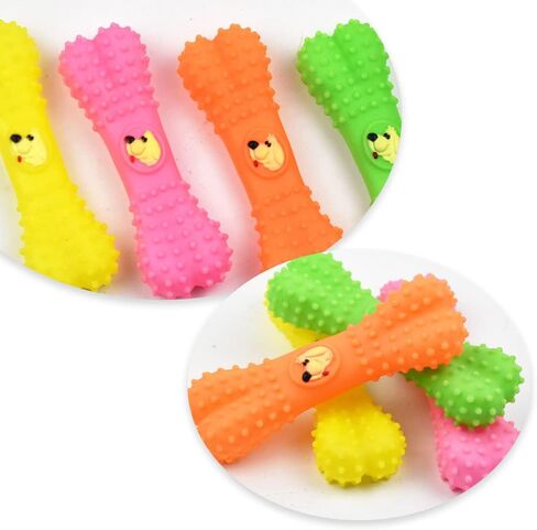 HUAZEXINX ألعاب تسنين الكلاب، ألعاب تسنين الجرو، ألعاب مضغ للكلاب، لعبة تنظيف أسنان الكلاب غير الصعبة، تصدر صوت صرير للمضغ العدواني، صغير متوسط ​​(لون عشوائي) in Kuwait